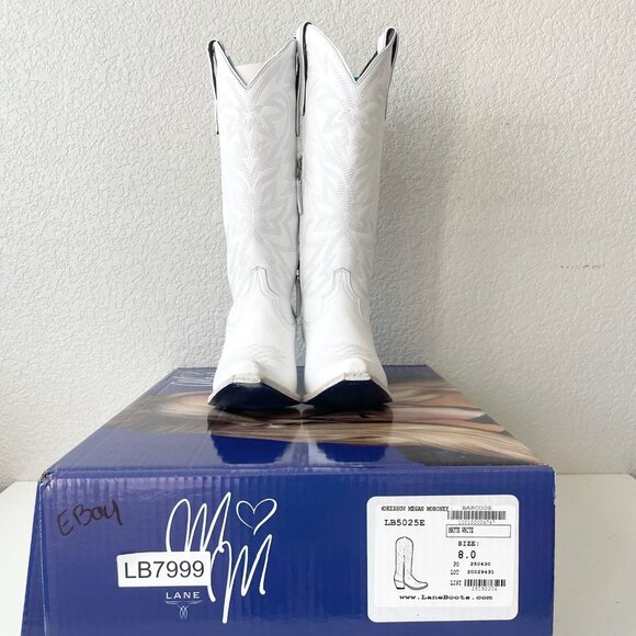 Lane MEGAN MORONEY Smokeshow Womens Cowboy Boots 8 White Western Cowgirl Tall - Picture 9 of 10